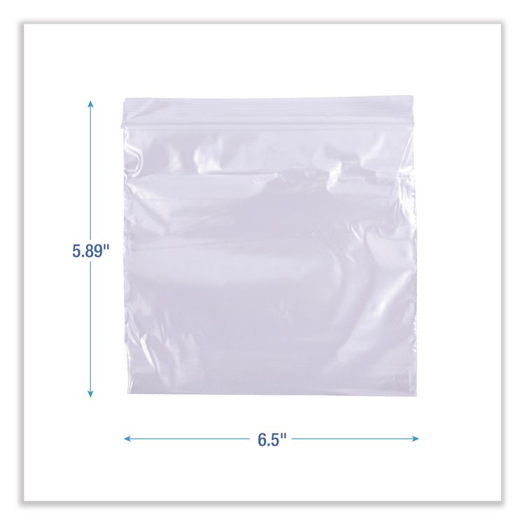 Reclosable Food Storage Bags, Sandwich, 1.15 mil, 6.5" x 5.89", Clear, 500/Box