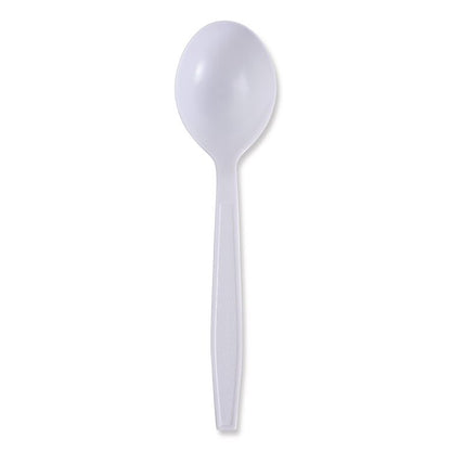 Heavyweight Wrapped Polypropylene Cutlery, Soup Spoon, Plastic, White, 1,000/Carton