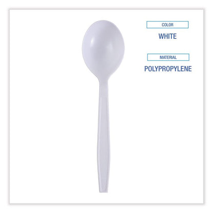 Heavyweight Wrapped Polypropylene Cutlery, Soup Spoon, Plastic, White, 1,000/Carton