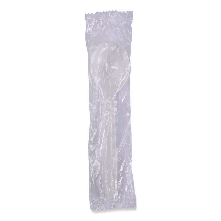 Heavyweight Wrapped Polypropylene Cutlery, Soup Spoon, Plastic, White, 1,000/Carton