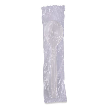 Heavyweight Wrapped Polypropylene Cutlery, Soup Spoon, Plastic, White, 1,000/Carton