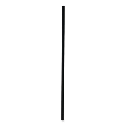 Single-Tube Stir-Straws, 5.25", Polypropylene, Black, 1,000/Pack, 10 Packs/Carton