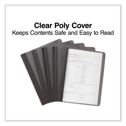 Clear Front Report Cover, Prong Fastener, 0.5" Capacity, 8.5 x 11, Clear/Black, 25/Box