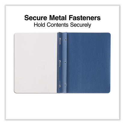 Clear Front Report Cover, Prong Fastener, 0.5" Capacity, 8.5 x 11, Clear/Dark Blue, 25/Box