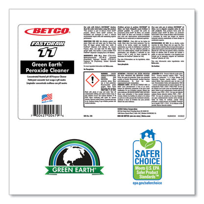 Green Earth FastDraw Peroxide Cleaner, Fresh Mint Scent, 2 L Bottle, 4/Carton