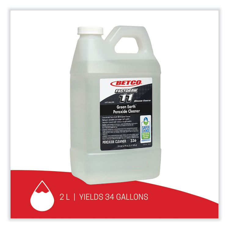 Green Earth FastDraw Peroxide Cleaner, Fresh Mint Scent, 2 L Bottle, 4/Carton