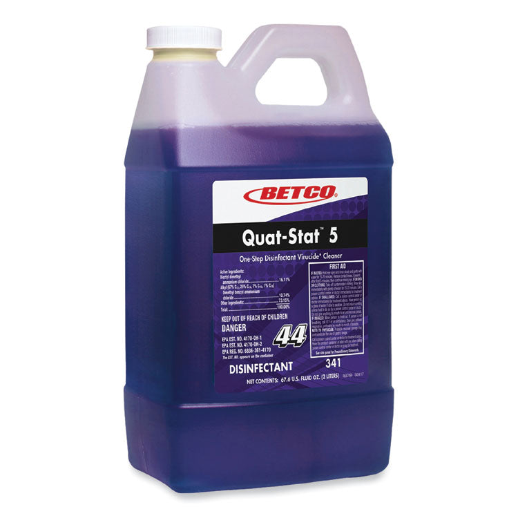 Quat-Stat 5 FastDraw Disinfectant, Lavender Scent, 2 L Bottle, 4/Carton