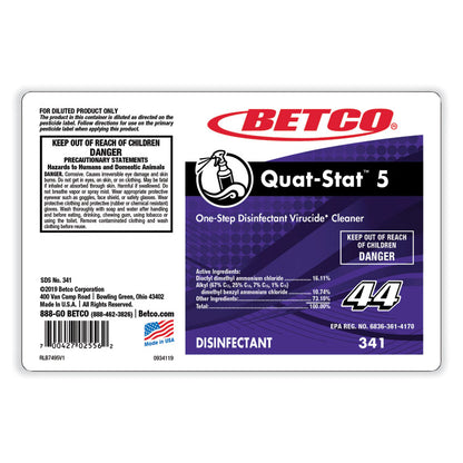 Quat-Stat 5 FastDraw Disinfectant, Lavender Scent, 2 L Bottle, 4/Carton