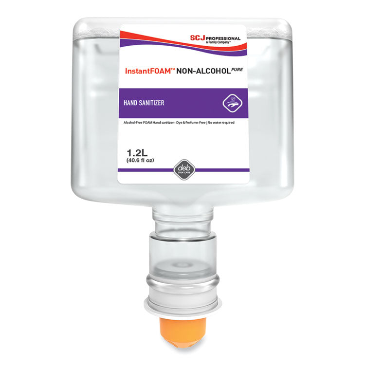 InstantFOAM Non-Alcohol PURE Hand Sanitizer, 1.2 L Touch Free Refill Cartridge, Unscented, 3/Carton