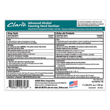 Clario C3 Advanced Alcohol Foaming Sanitizer, 1,000 mL Bag, Citrus Scent, 6/Carton