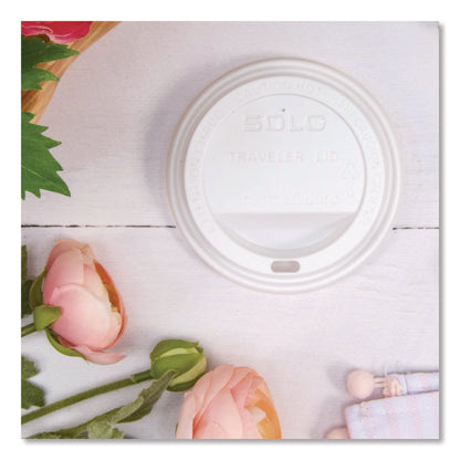 Traveler Sip Through Lids for ThermoGuard Hot Cups, Fits 12 oz to 24 oz Hot Cups, Plastic, White, 1,200/Carton