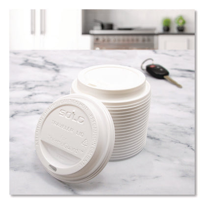 Traveler Sip Through Lids for ThermoGuard Hot Cups, Fits 12 oz to 24 oz Hot Cups, Plastic, White, 1,200/Carton