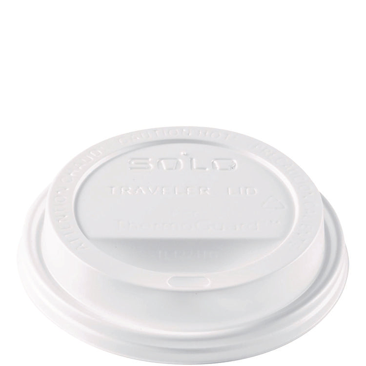 Traveler Sip Through Lids for ThermoGuard Hot Cups, Fits 12 oz to 24 oz Hot Cups, Plastic, White, 1,200/Carton