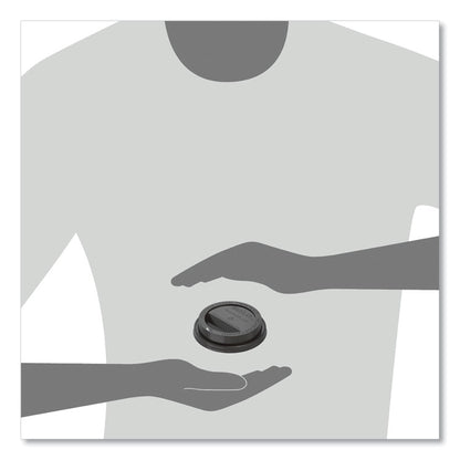 Traveler Cappuccino Style Dome Lid, Fits 10 oz Hot Cups, Plastic, Black, 1,000/Carton