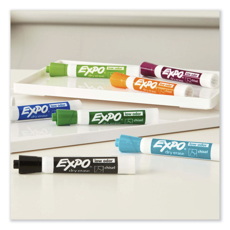 Low Odor Dry Erase Vibrant Color Markers, Broad Chisel Tip, Assorted Colors, 12/Set