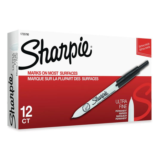 Retractable Permanent Marker, Extra-Fine Needle Tip, Black