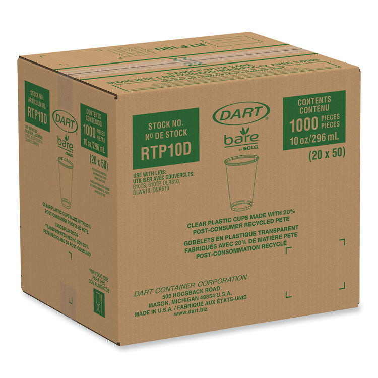 Bare Eco-Forward RPET Cold Cups, ProPlanet Seal, 10 oz, Plastic, Leaf Design, 1,000/Carton