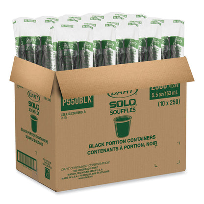 Portion Containers, 5.5 oz, Plastic, Black, 250/Bag, 10 Bags/Carton