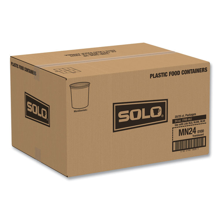 Microgourmet Plastic Deli Container, 24 oz, 4.7" Diameter x 4.18" h, Translucent, 500/Carton