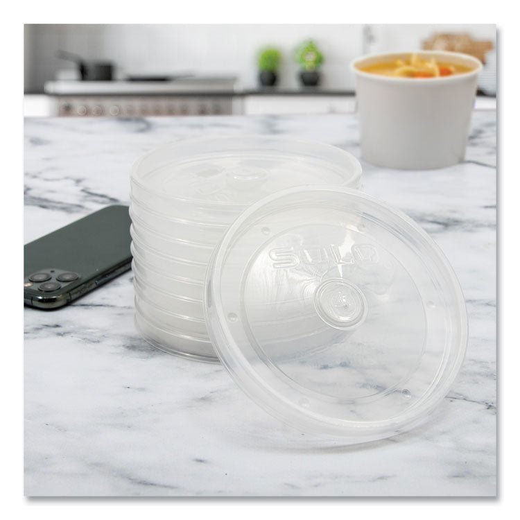 Polypropylene Vented Food Container Lids, Recessed, For 32 oz Food Containers, Clear, Plastic, 1,000/Carton