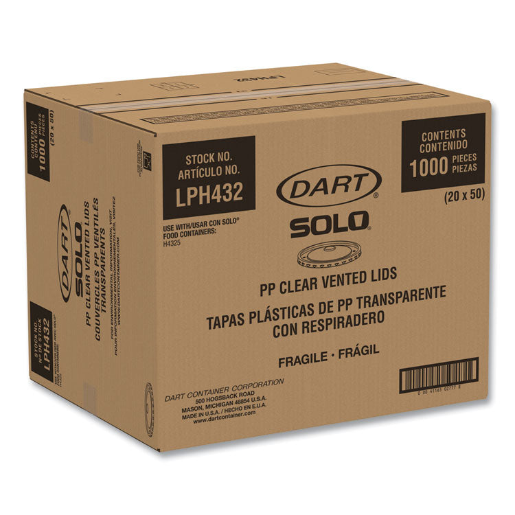 Polypropylene Vented Food Container Lids, Recessed, For 32 oz Food Containers, Clear, Plastic, 1,000/Carton