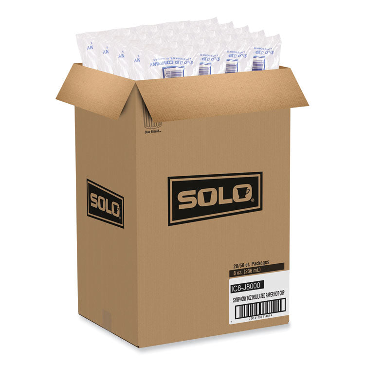 Symphony Duo-Shield Paper Hot Cup, 8 oz, White/Beige/Red, 50/Bag, 20 Bags/Carton