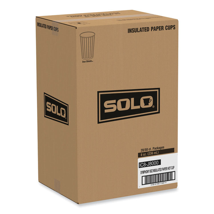 Symphony Duo-Shield Paper Hot Cup, 8 oz, White/Beige/Red, 50/Bag, 20 Bags/Carton