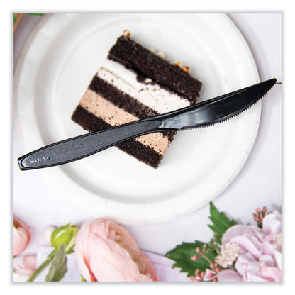 Impress Heavyweight Full-Length Polystyrene Cutlery, Knife, Plastic, Black, 1,000/Carton