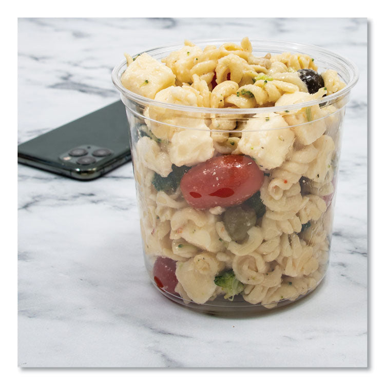 Bare Eco-Forward RPET Deli Containers, ProPlanet Seal, 24 oz, 4.61" Diameter x 4.25" h, Clear, Plastic, 500/Carton