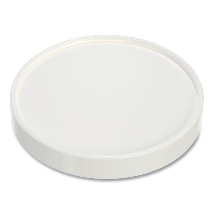 Flexstyle Double Sided Poly (DSP) Paper Lid, For 32 oz Food Containers, 4.6" Diameter x 0.7" h, White, Plastic, 500/Carton