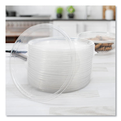 PresentaBowls Clear Flat Lids, 7.2" Diameter x 0.4" h, Plastic, 252/Carton