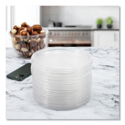 PresentaBowls Clear Flat Lids, 7.2" Diameter x 0.4" h, Plastic, 252/Carton