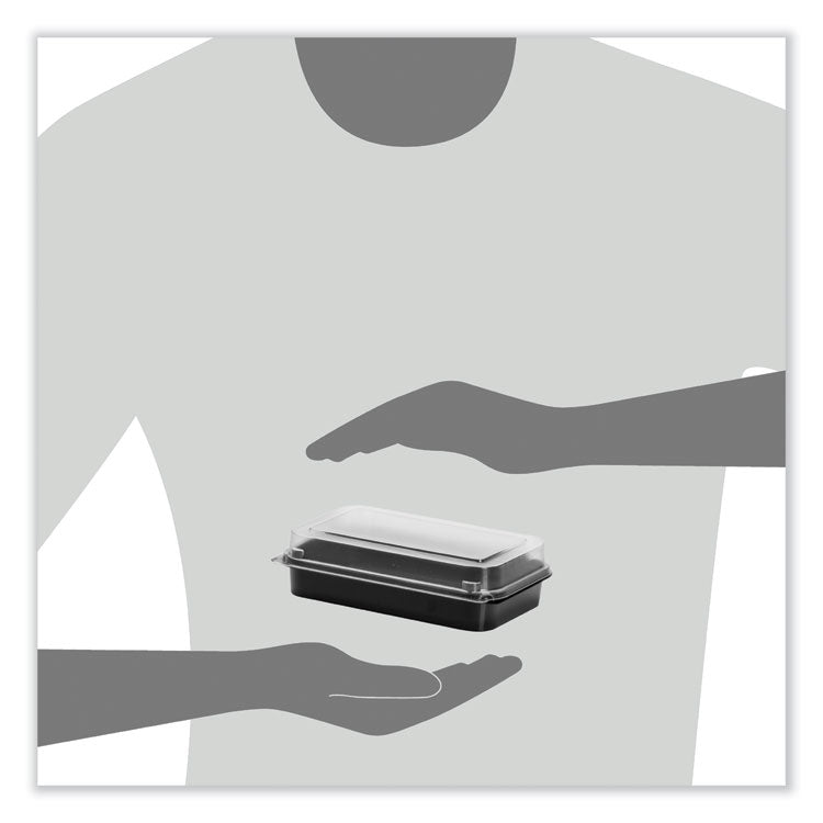 Creative Carryouts BoxLine Black Base/Clear Lid Hinged Containers, 3.9 x 6 x 1.8, Plastic, 500/Carton