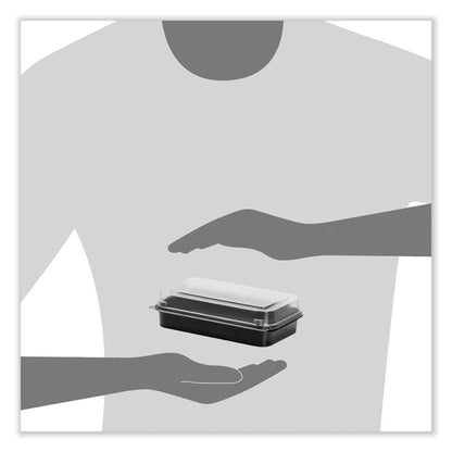Creative Carryouts BoxLine Black Base/Clear Lid Hinged Containers, 3.9 x 6 x 1.8, Plastic, 500/Carton