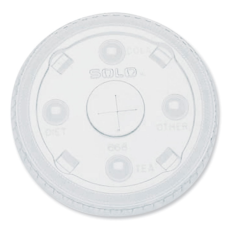 PETE Plastic Flat Straw-Slot Cold Cup Lids, Fits 12 oz to 24 oz Cold Cups, Plastic, Clear, 1,000/Carton