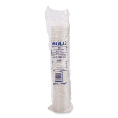 PETE Plastic Flat Straw-Slot Cold Cup Lids, Fits 12 oz to 24 oz Cold Cups, Plastic, Clear, 1,000/Carton