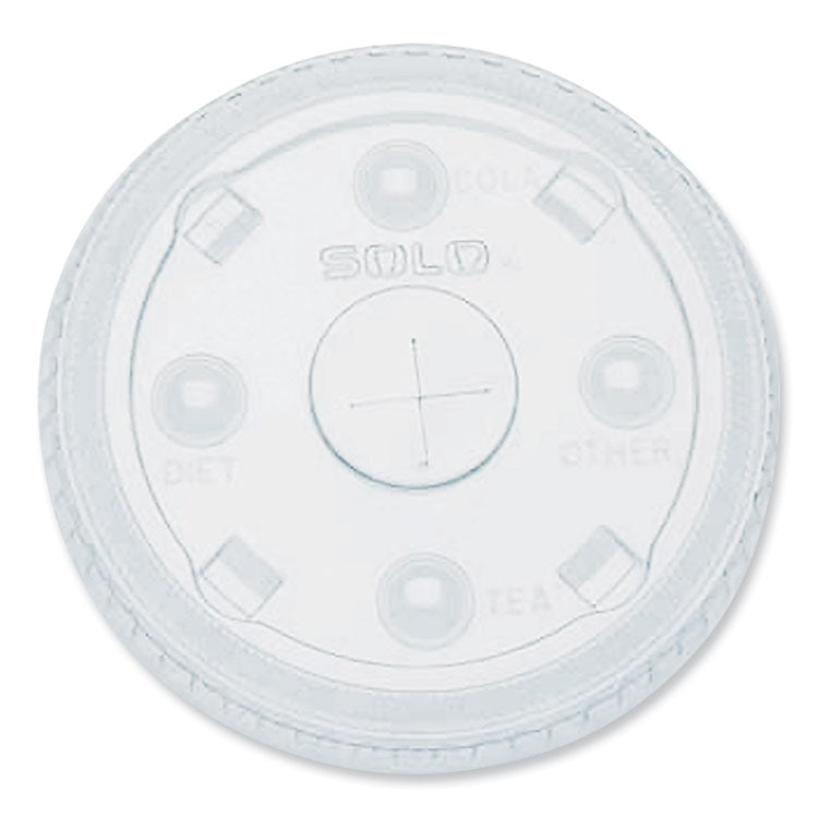 PETE Flat Straw-Slot Cold Cup Lids, Fits 28 oz to 32 oz Cold Cups, Plastic, Clear, 600/Carton