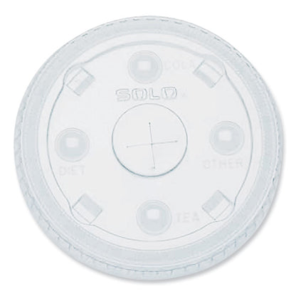PETE Flat Straw-Slot Cold Cup Lids, Fits 28 oz to 32 oz Cold Cups, Plastic, Clear, 600/Carton