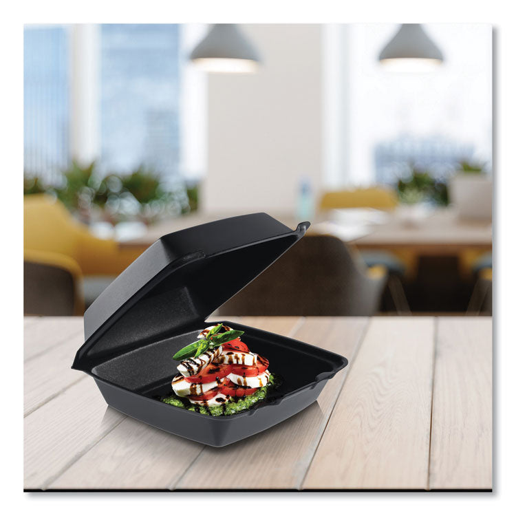 Insulated Foam Hinged Lid Containers, 7.96 x 8.36 x 3.2, Black, 200/Carton
