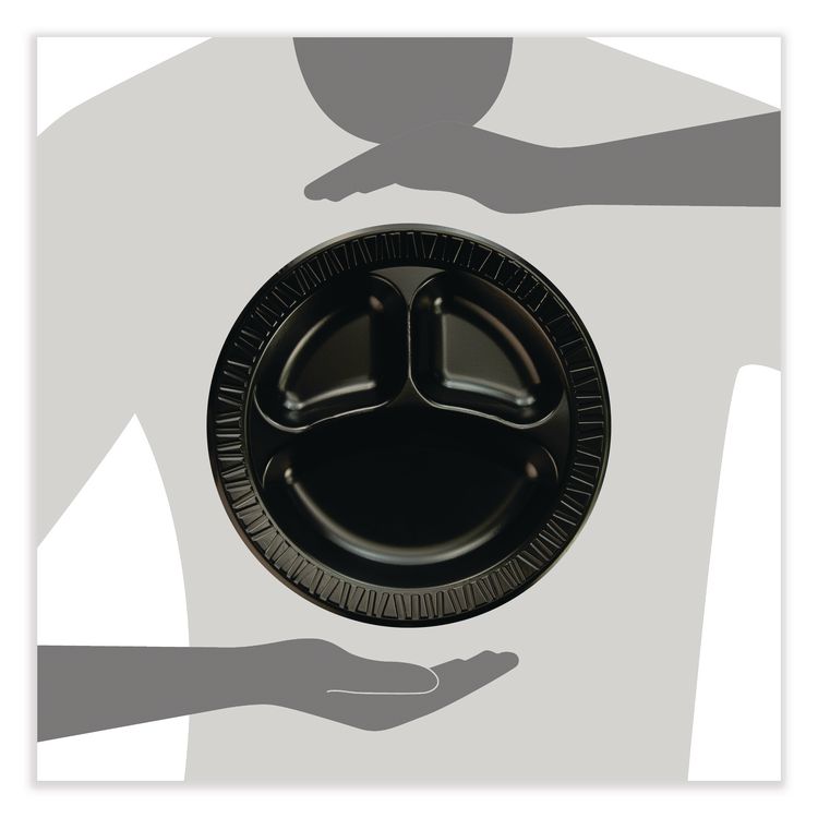 Quiet Class Laminated Foam Dinnerware, Plate, 10.25" dia, Black, 125/Pack, 4 Packs/Carton