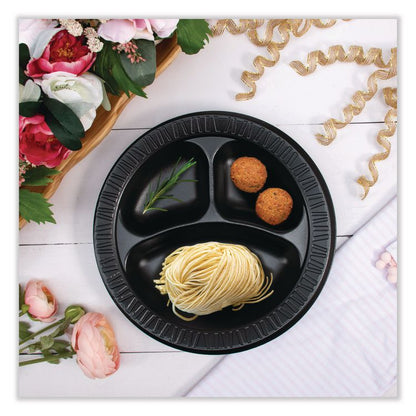 Quiet Class Laminated Foam Dinnerware, Plate, 10.25" dia, Black, 125/Pack, 4 Packs/Carton