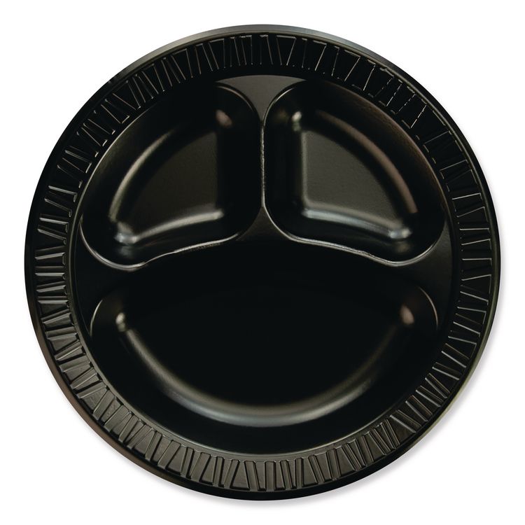 Quiet Class Laminated Foam Dinnerware, Plate, 10.25" dia, Black, 125/Pack, 4 Packs/Carton