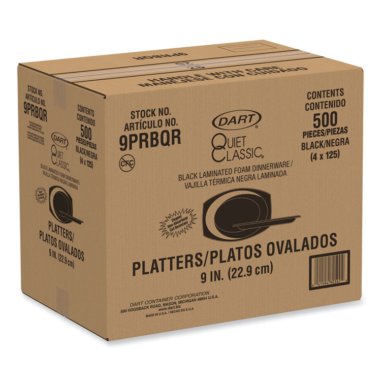 Quiet Classic Laminated Foam Dinnerware, Platter, 6.7 x 9.8, Black, 500/Carton