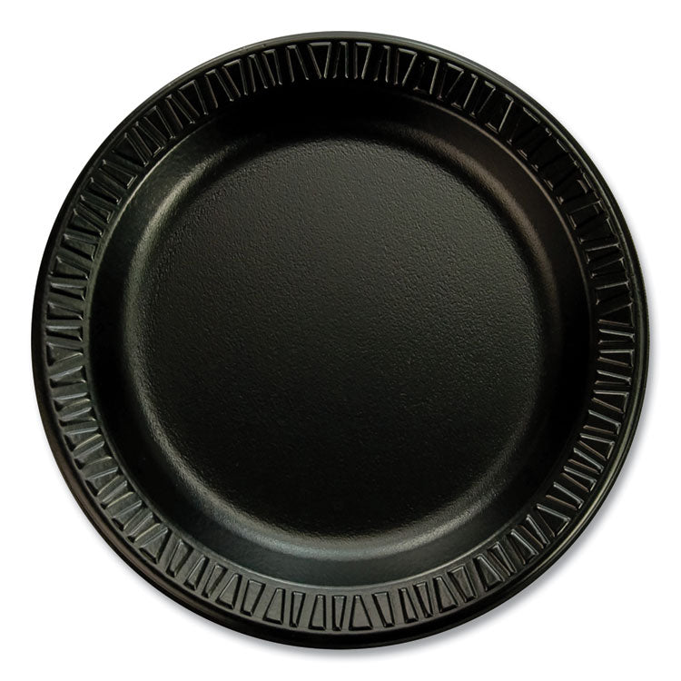 Quiet Classic Laminated Foam Dinnerware Plates, 6" dia, Black, 125/Pack, 8 Packs/Carton