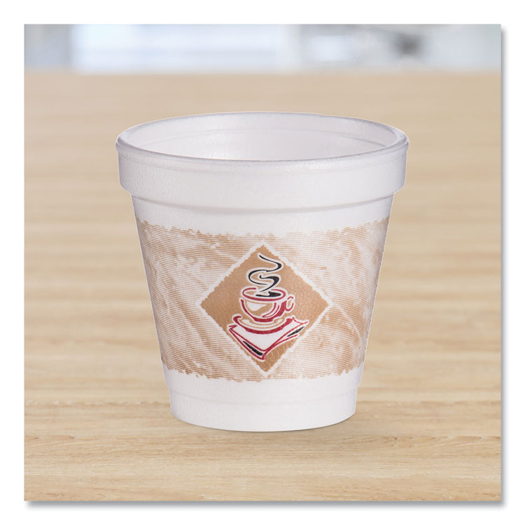 ThermoGlaze Insulated Foam Cups Stock Prints, 4 oz, White/Beige/Red, 1,000/Carton