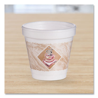 ThermoGlaze Insulated Foam Cups Stock Prints, 4 oz, White/Beige/Red, 1,000/Carton