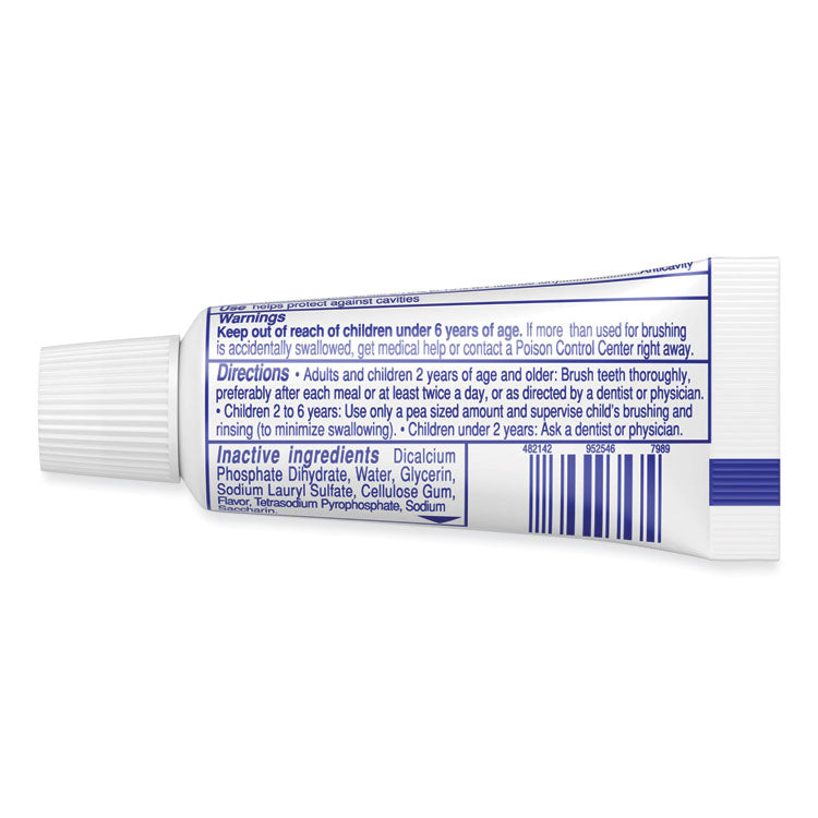 Fluoride Toothpaste, Personal Size, 0.85 oz Tube, Unboxed, 240/Carton