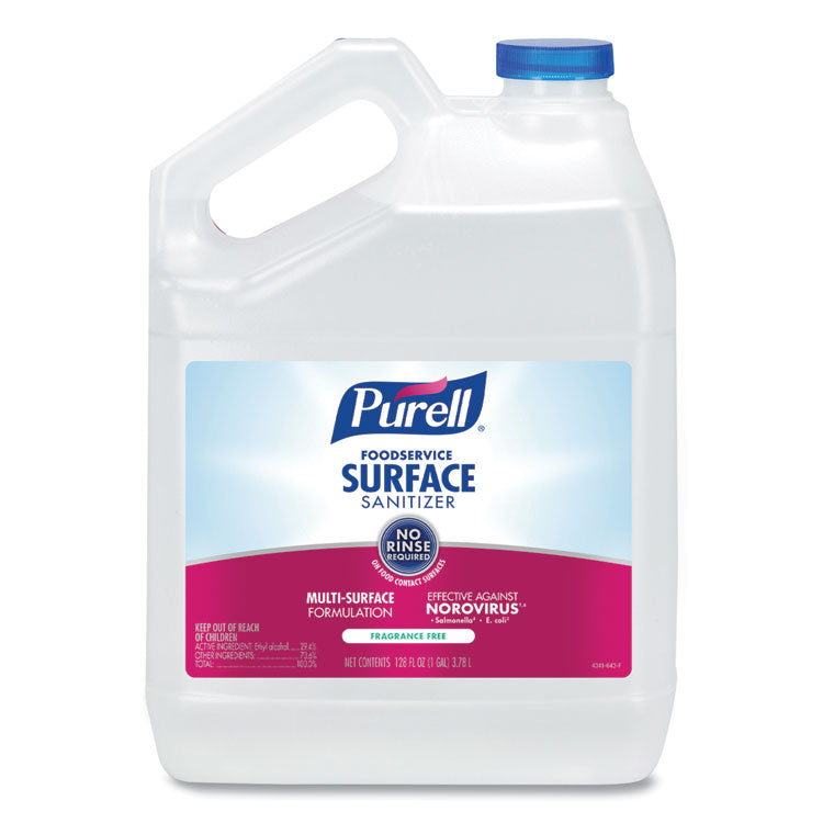 Foodservice Surface Sanitizer, Fragrance-Free, 1 gal Bottle, 4/Carton