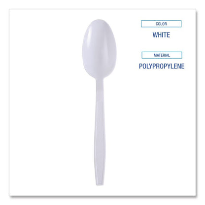 Heavyweight Wrapped Polypropylene Cutlery, Spoon, Plastic, White, 1,000/Carton