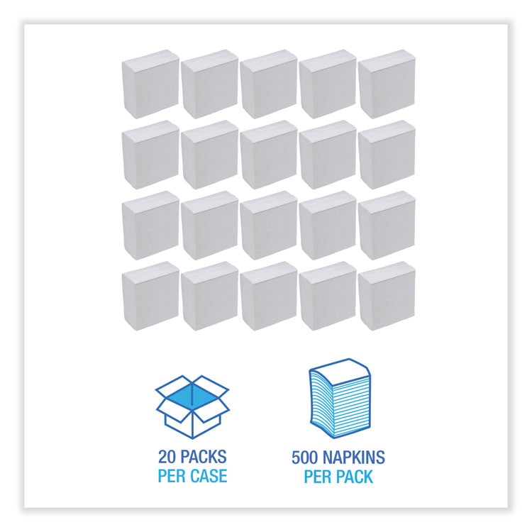Tall Fold Dispenser Napkin, 12 x 7, White, 500/Pack, 20 Packs/Carton
